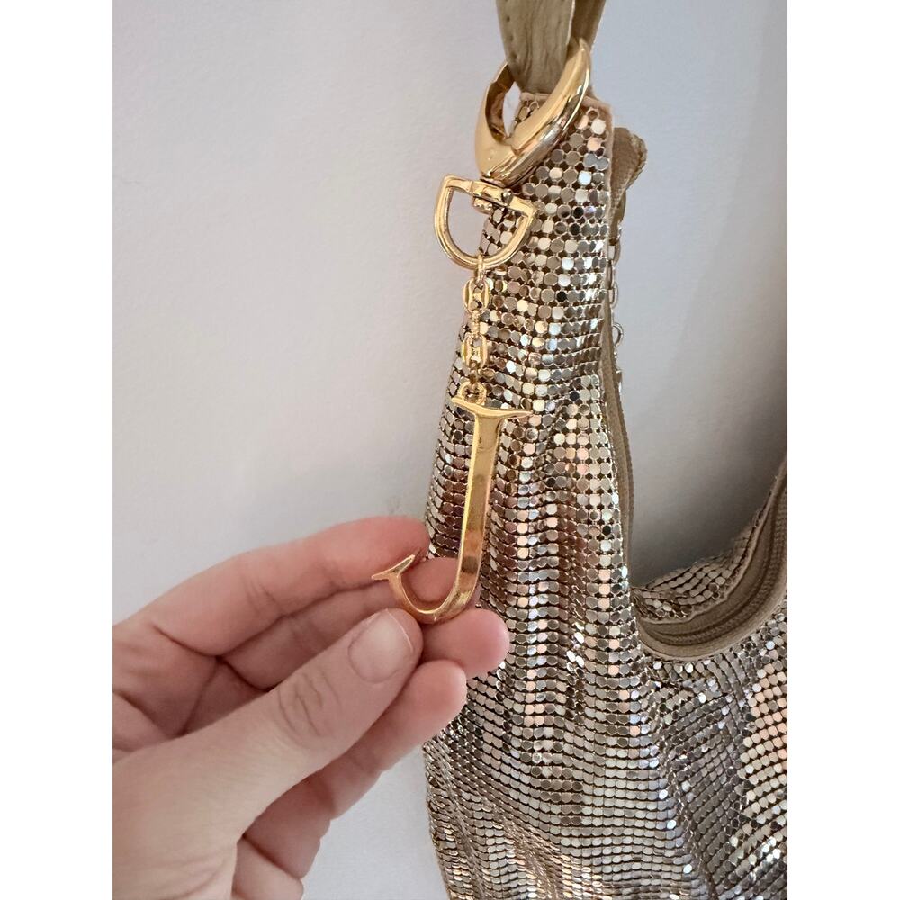 Rare Vintage Whiting & Davis Large Gold Chain Mesh Lucite Hobo Bag - Picture 3 of 7